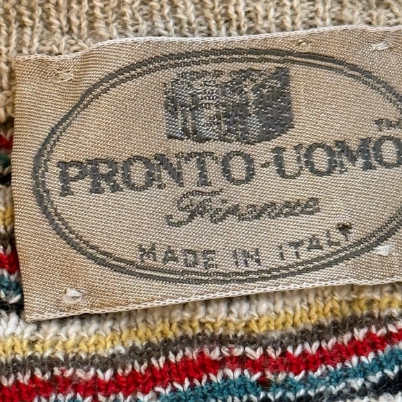VTG Pronto Uomo Sweater Mens Adult Large Grandpa Knit COOGI style -Italy - Picture 4 of 8